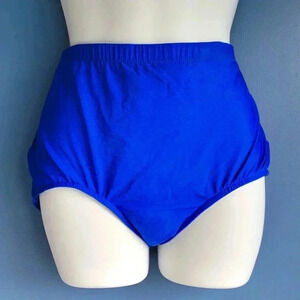 Resorts Plus Tummy Control Slimming Blue Swim Bikini Bottom NEW! Size 14W